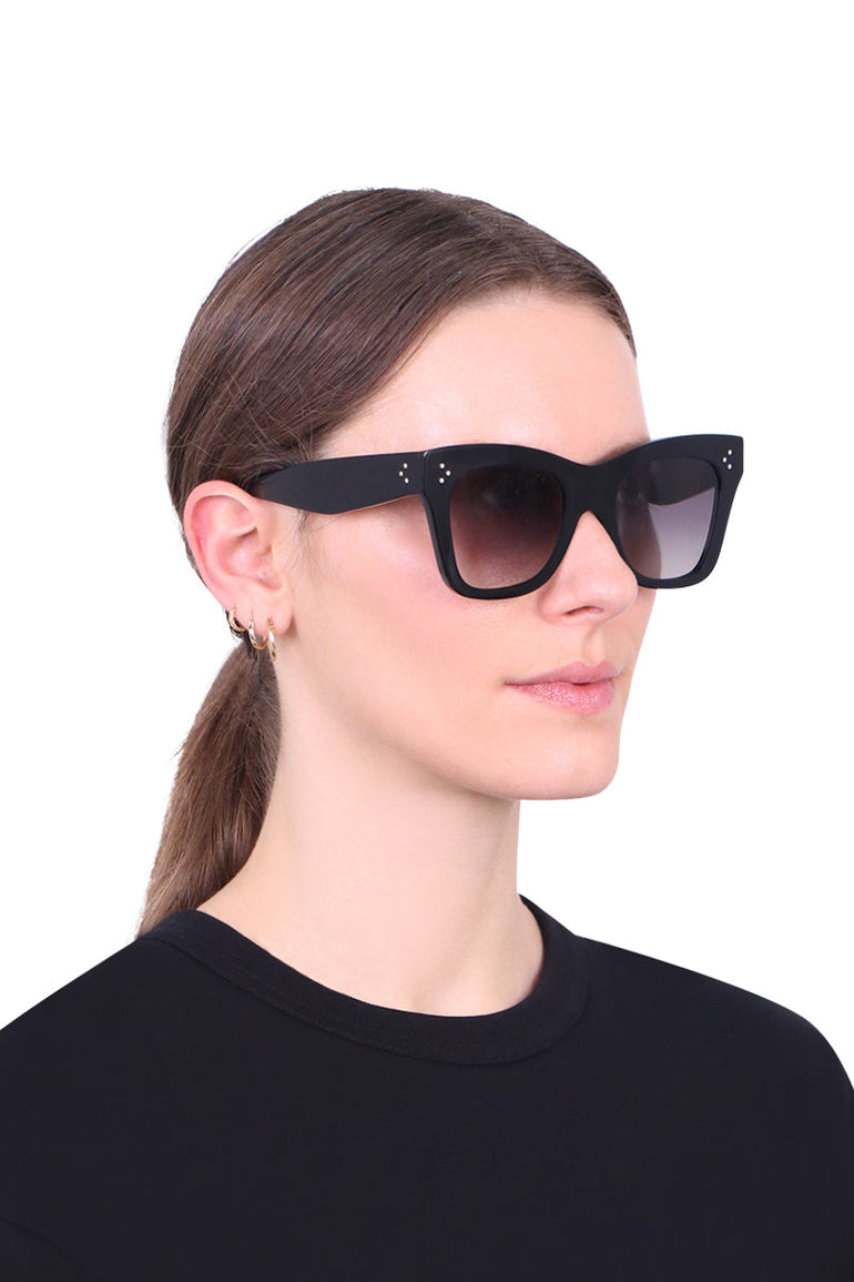 CELINE SUNGLASSES BLACK CAT EYE CL4004IN SUNGLASSES | BLACK/BLACK