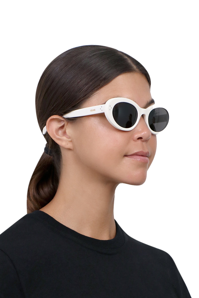 CELINE SUNGLASSES WHITE CAT EYE S193 SUNGLASSES | IVORY SMOKE