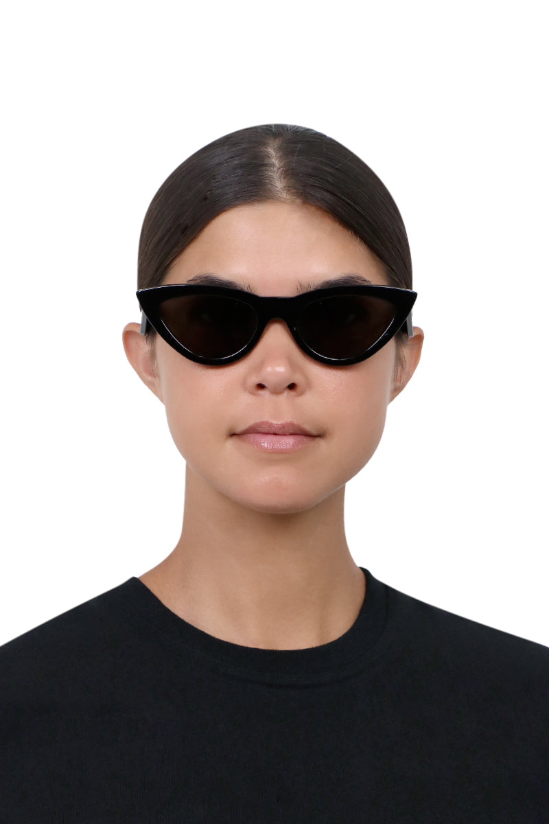 CELINE SUNGLASSES BLACK CAT EYE SUNGLASSES | SHINY BLACK SMOKE