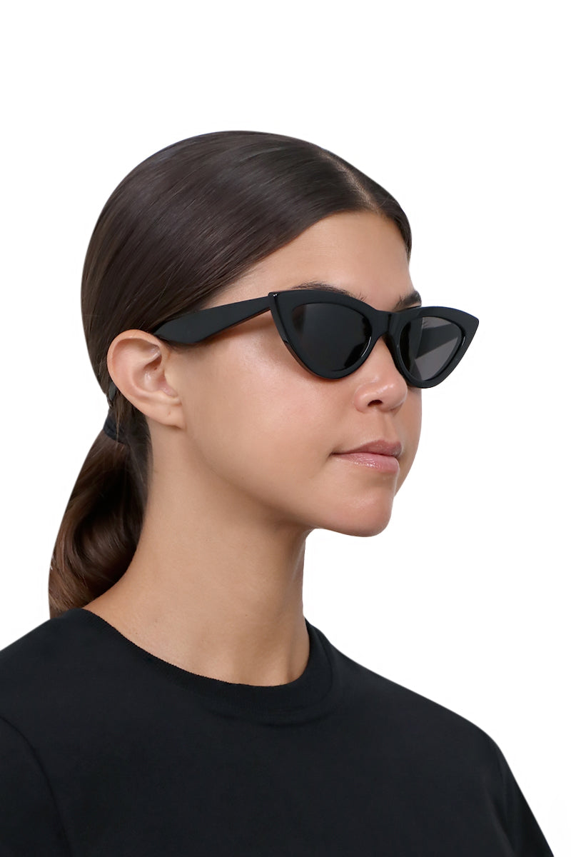 CELINE SUNGLASSES BLACK CAT EYE SUNGLASSES | SHINY BLACK SMOKE