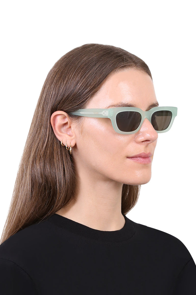 CELINE SUNGLASSES GREEN RECTANGLE S192 SUNGLASSES | GREEN BROWN