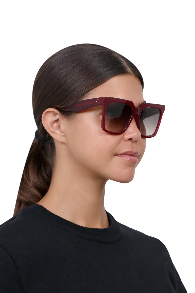 CELINE SUNGLASSES MULTI RECTANGLE SUNGLASSES | BURGUNDY/BLACK