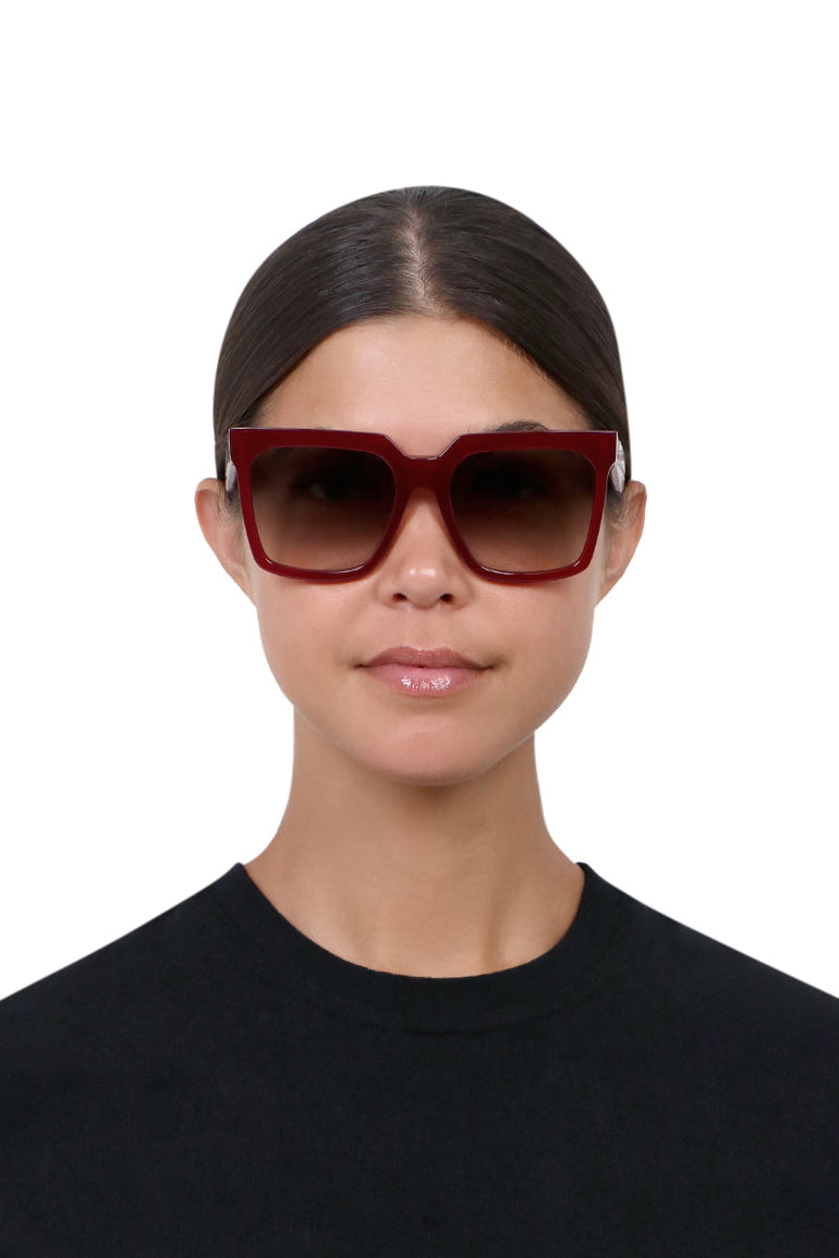 CELINE SUNGLASSES MULTI RECTANGLE SUNGLASSES | BURGUNDY/BLACK