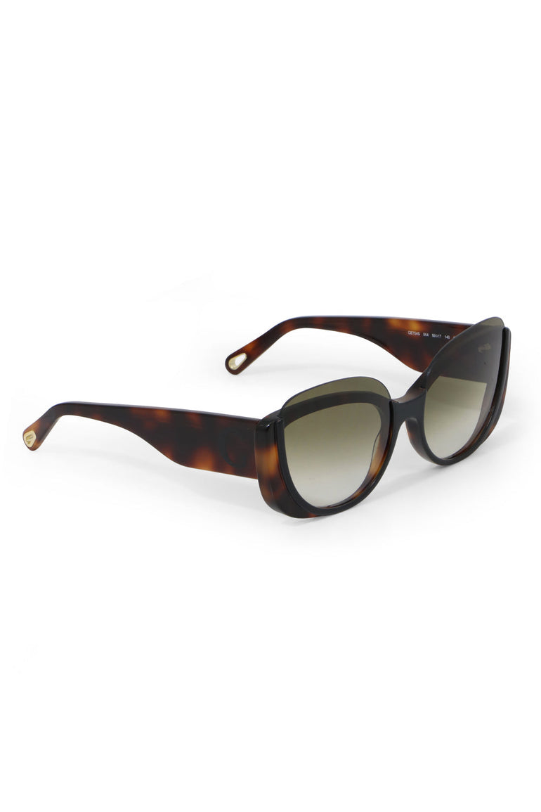 CHLOE ACCESSORIES BLACK CAYLA BUTTERFLY SUNGLASSES BLACK HAVANA