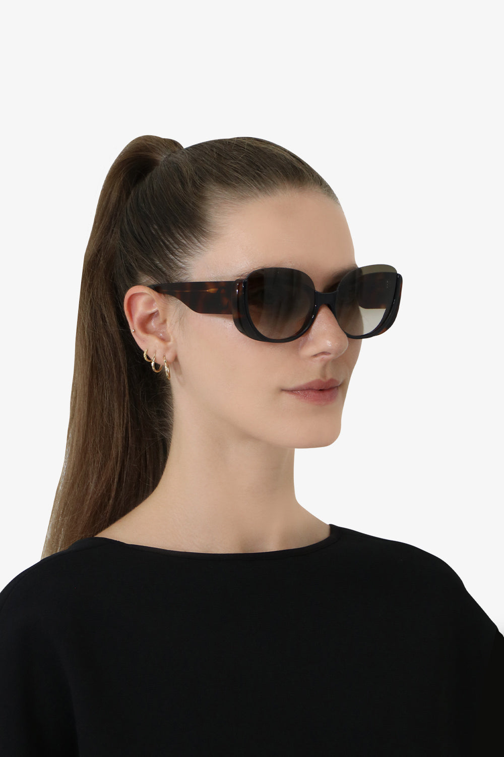 CHLOE ACCESSORIES BLACK CAYLA BUTTERFLY SUNGLASSES BLACK HAVANA
