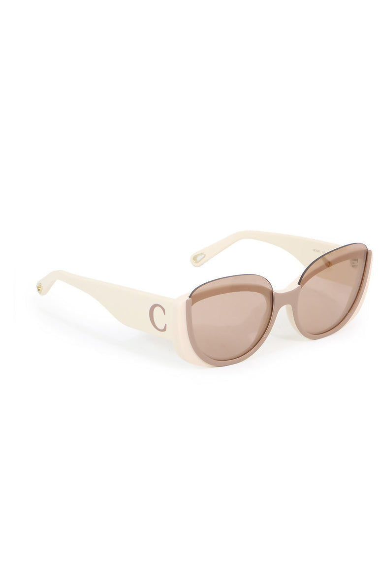 CHLOE ACCESSORIES CAYLA BUTTERFLY SUNGLASSES IVORY