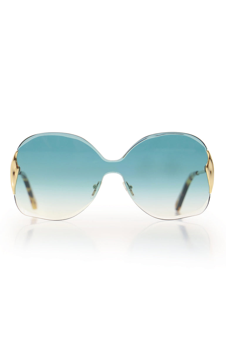 CHLOE Accessories BLUE CURTIS METAL SUNGLASSES GOLD/BLUE