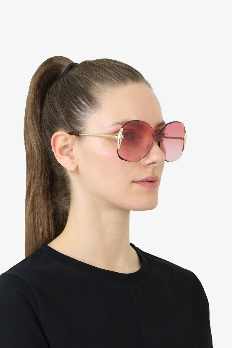CHLOE ACCESSORIES GOLD CURTIS METAL SUNGLASSES GOLD/PINK