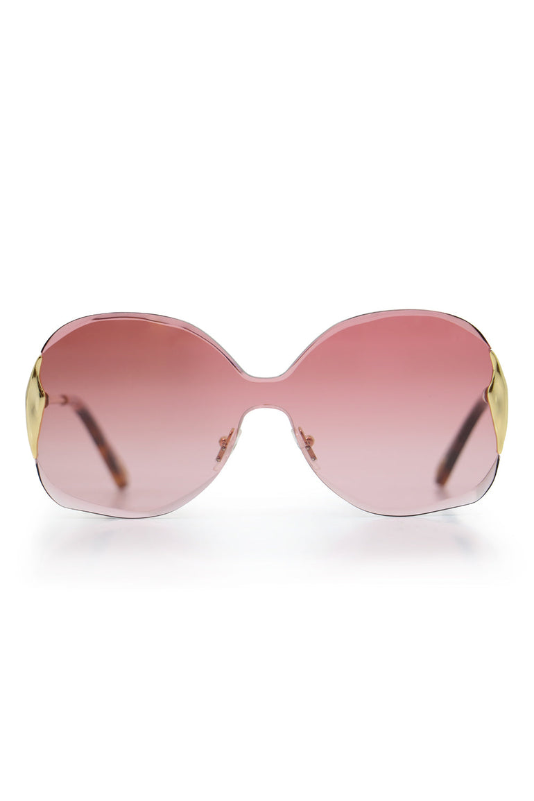 CHLOE ACCESSORIES GOLD CURTIS METAL SUNGLASSES GOLD/PINK
