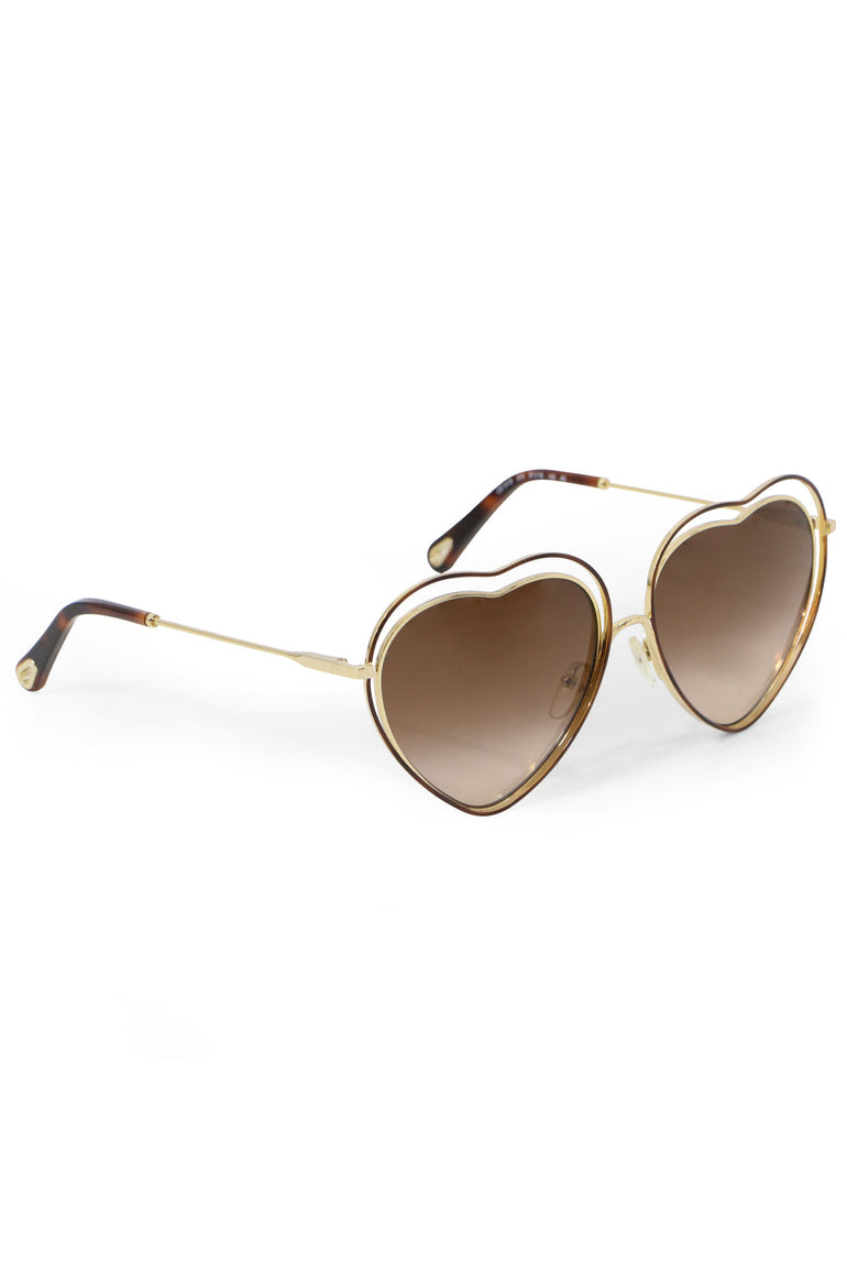 CHLOE Accessories BROWN POPPY HEART SUNGLASSES HAVANA BROWN