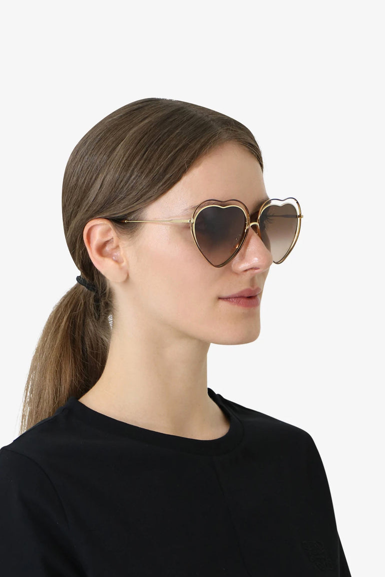 CHLOE Accessories BROWN POPPY HEART SUNGLASSES HAVANA BROWN