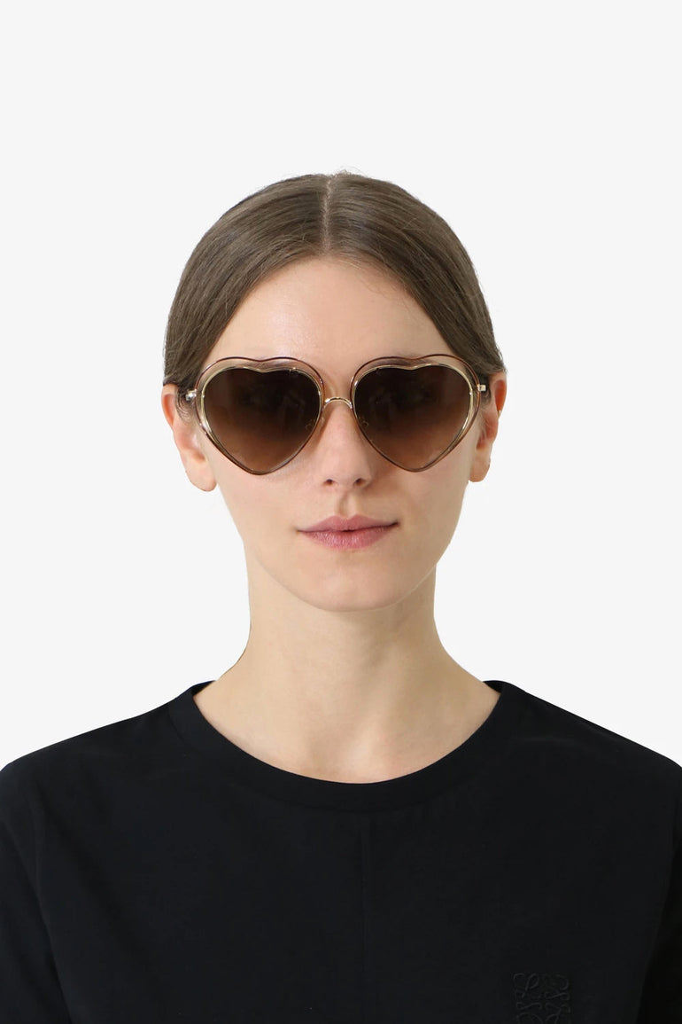 CHLOE Accessories BROWN POPPY HEART SUNGLASSES HAVANA BROWN