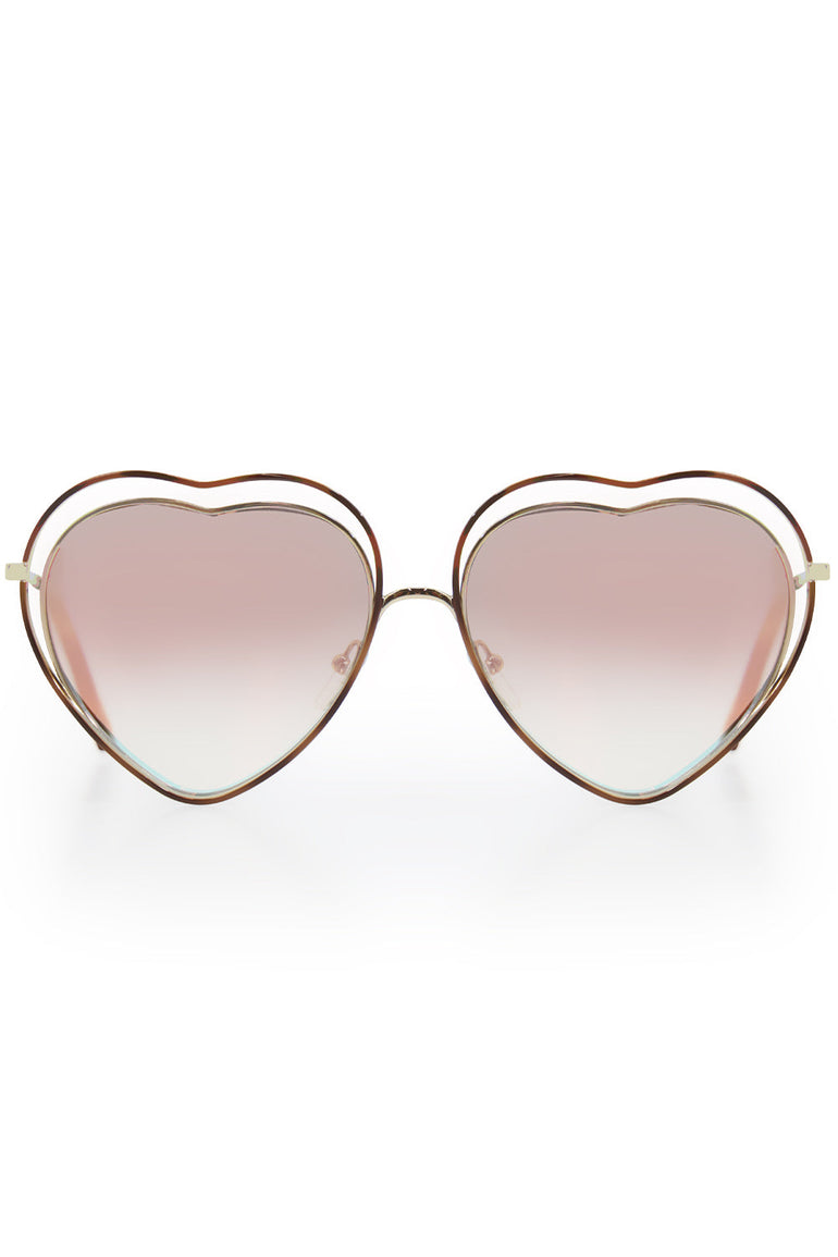 CHLOE Accessories MULTI POPPY HEART SUNGLASSES HAVANA PEACH
