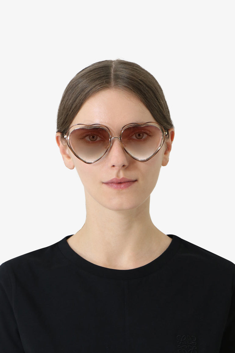 CHLOE Accessories MULTI POPPY HEART SUNGLASSES HAVANA PEACH