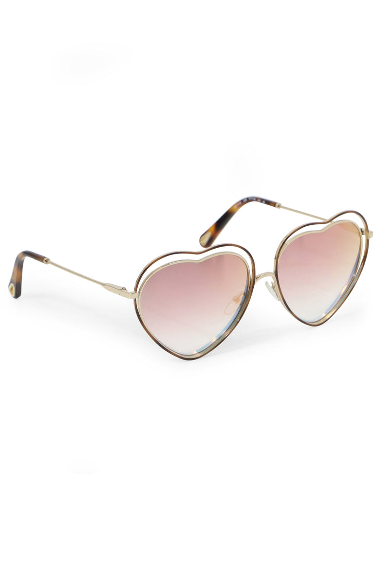 CHLOE Accessories MULTI POPPY HEART SUNGLASSES HAVANA PEACH