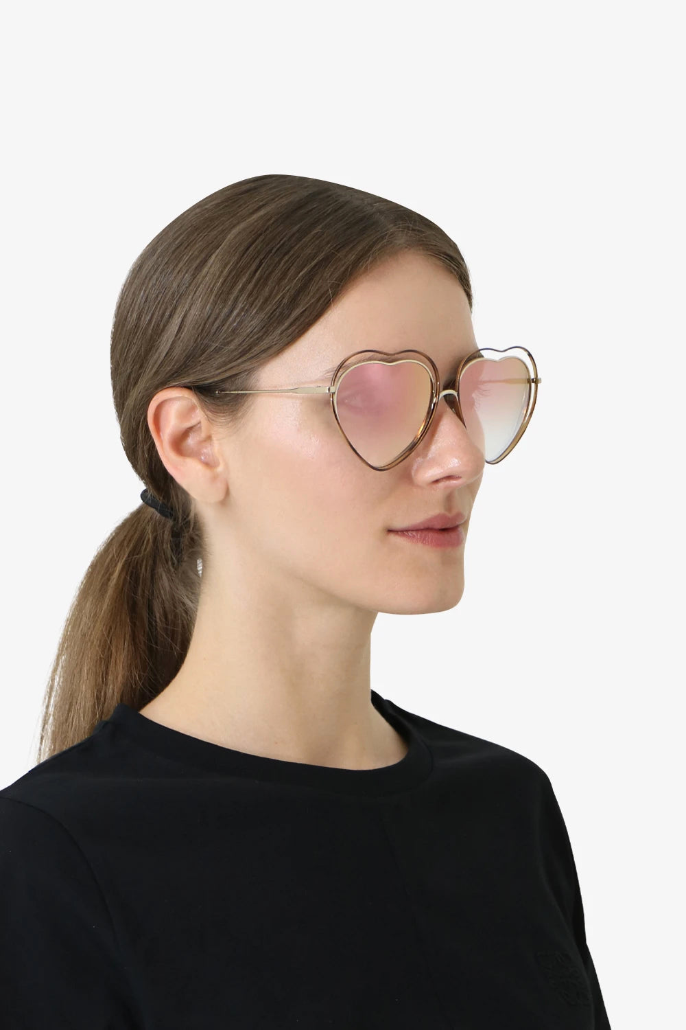 CHLOE Accessories MULTI POPPY HEART SUNGLASSES HAVANA PEACH
