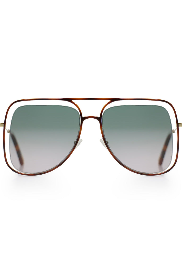 CHLOE ACCESSORIES MULTI POPPY METAL SUNGLASSES HAVANA/GREEN