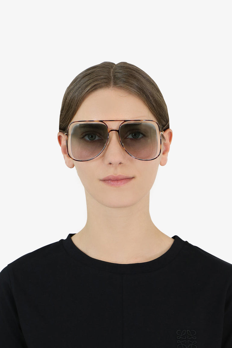 CHLOE ACCESSORIES MULTI POPPY METAL SUNGLASSES HAVANA/GREEN