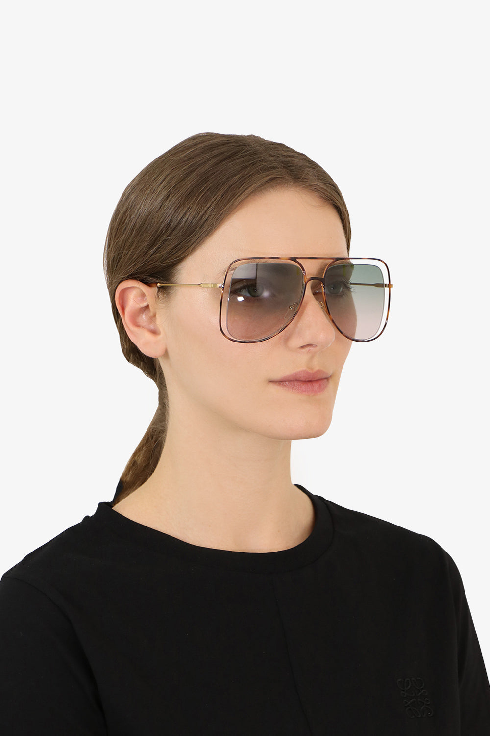 CHLOE ACCESSORIES MULTI POPPY METAL SUNGLASSES HAVANA/GREEN