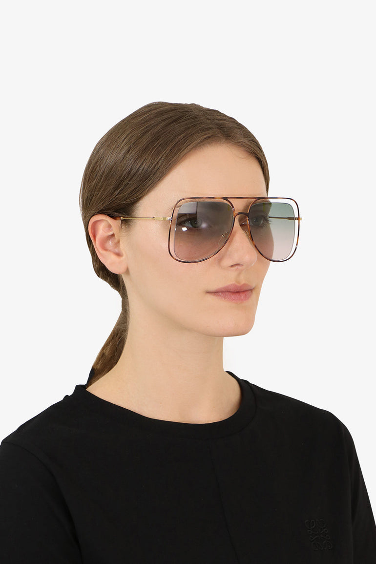 CHLOE ACCESSORIES MULTI POPPY METAL SUNGLASSES HAVANA/GREEN