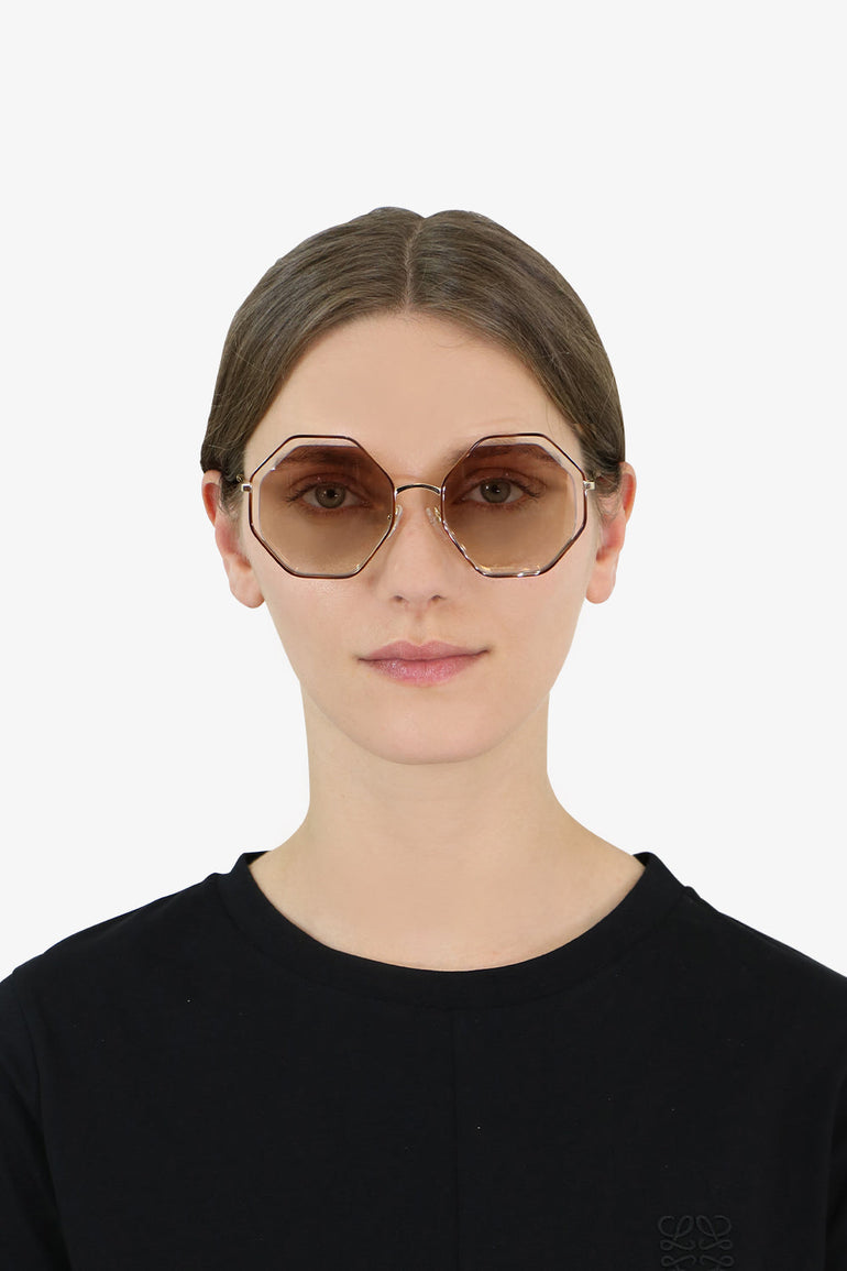 CHLOE ACCESSORIES MULTI POPPY METAL SUNGLASSES HAVANA/ROSE