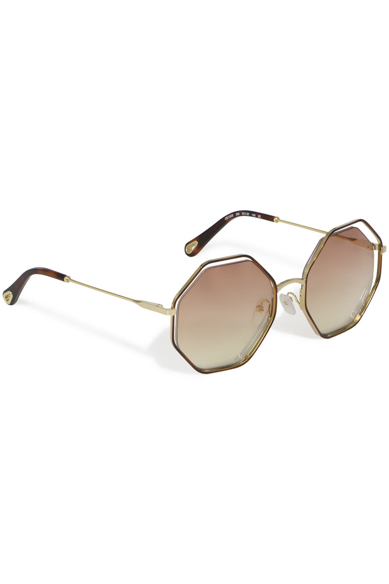 CHLOE ACCESSORIES MULTI POPPY METAL SUNGLASSES HAVANA/ROSE