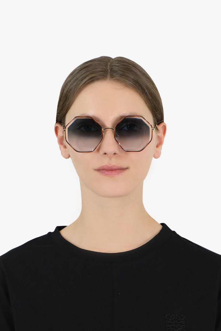 CHLOE ACCESSORIES MULTI POPPY PETITE SUNGLASSES HAVANA/PETROL