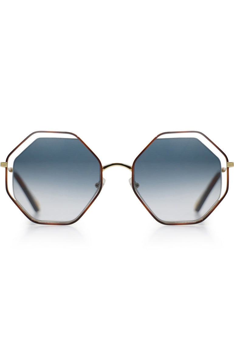 CHLOE ACCESSORIES MULTI POPPY PETITE SUNGLASSES HAVANA/PETROL