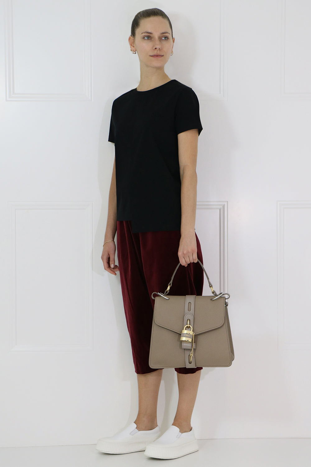 CHLOE BAGS GREY ABY SHOULDER BAG MOTTY GREY