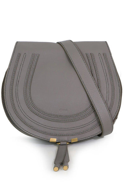 CHLOE Calfskin Marcie Pochette Crossbody Bag Cashmere Grey 554924