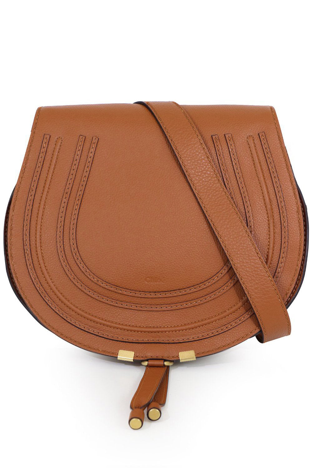 CHLOE BAGS BROWN MARCIE MEDIUM BAG | TAN WITH TAN STITCHING