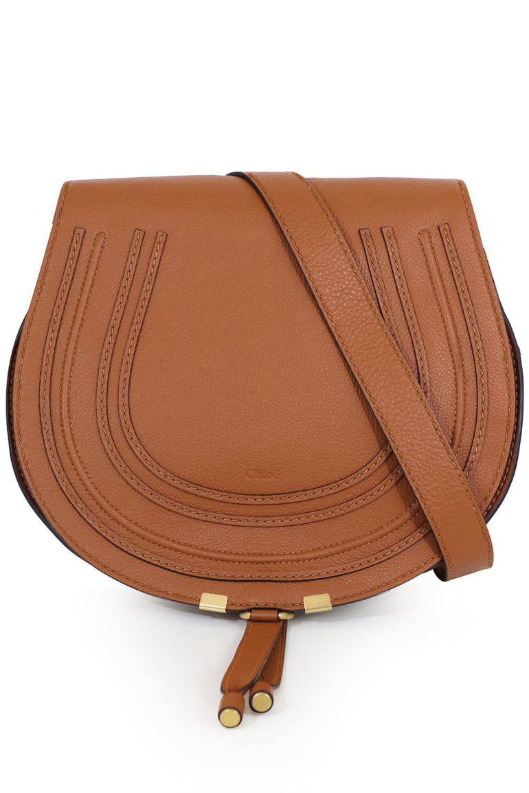 CHLOE BAGS BROWN MARCIE MEDIUM BAG | TAN WITH TAN STITCHING
