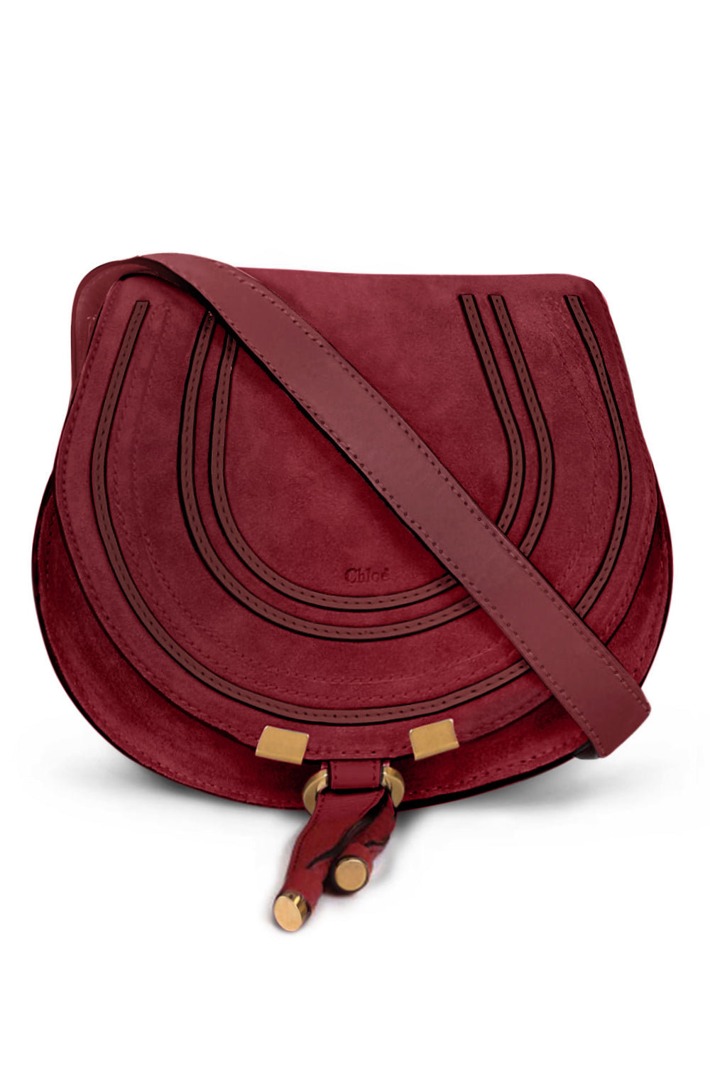 CHLOE BAGS RED MARCIE SMALL BAG | DARK RUBY SUEDE