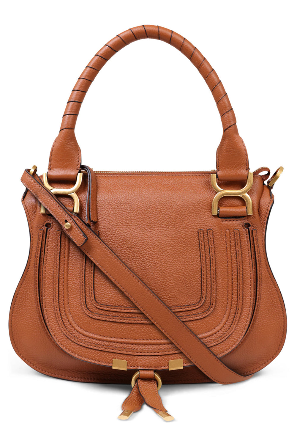 CHLOE BAGS BROWN MARCIE SMALL DOUBLE CARRY BAG | TAN