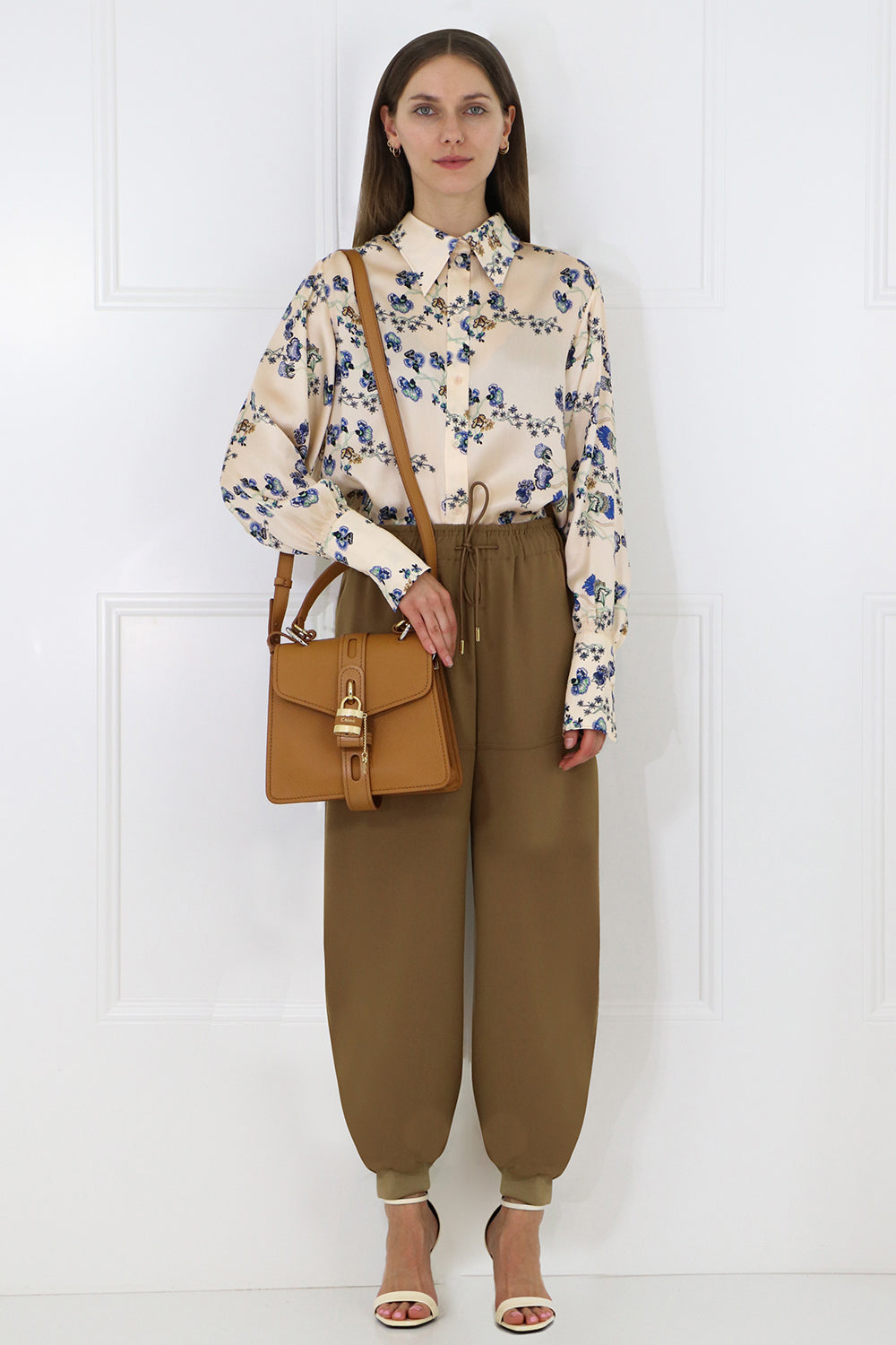 CHLOE BAGS BROWN SMALL ABY BAG WITH LOCK AUTUMNAL BROWN