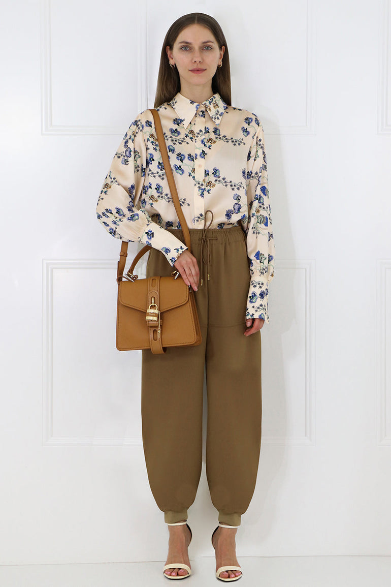 CHLOE BAGS BROWN SMALL ABY BAG WITH LOCK AUTUMNAL BROWN