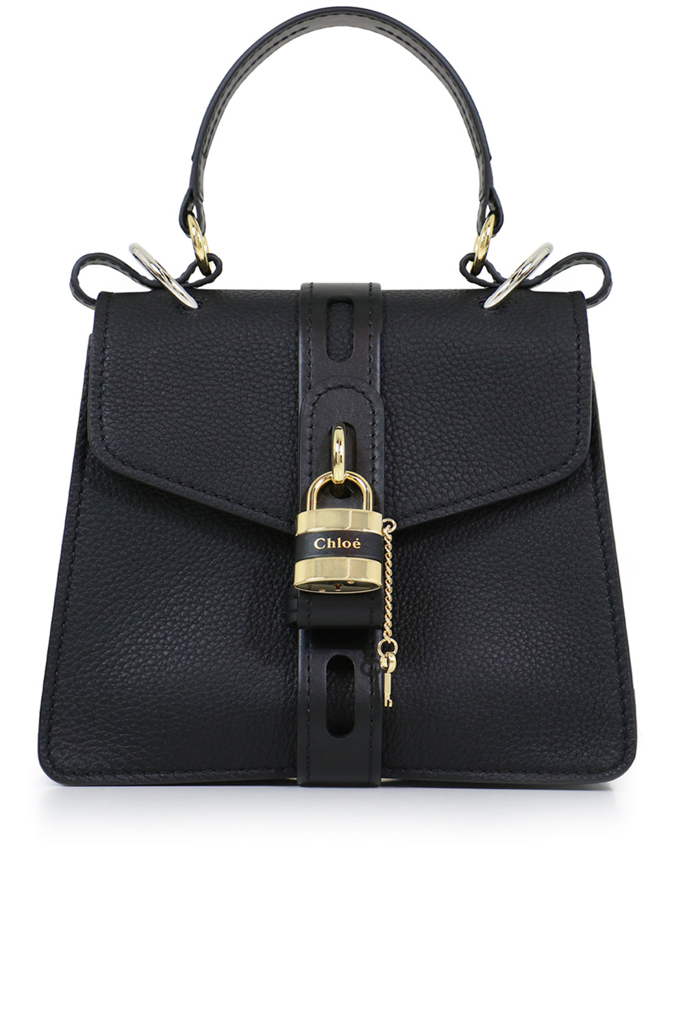 CHLOE BAGS BLACK SMALL ABY BAG WITH LOCK BLACK