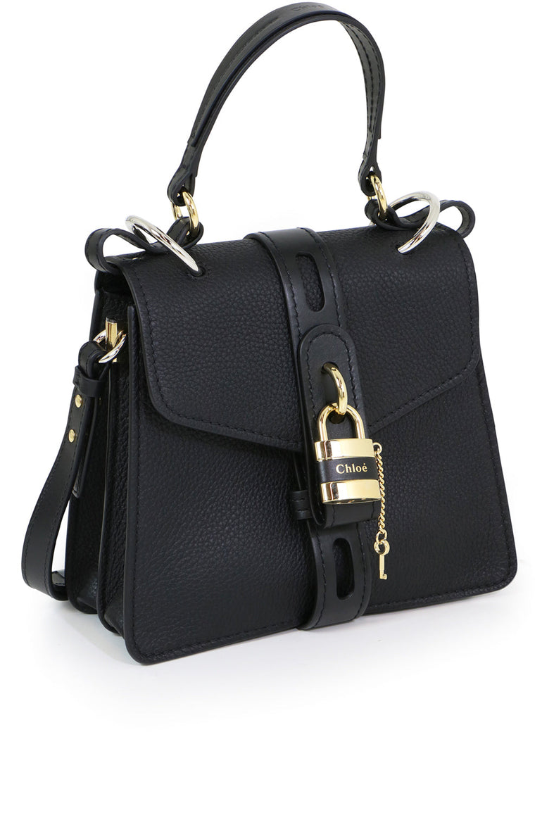 CHLOE BAGS BLACK SMALL ABY BAG WITH LOCK BLACK