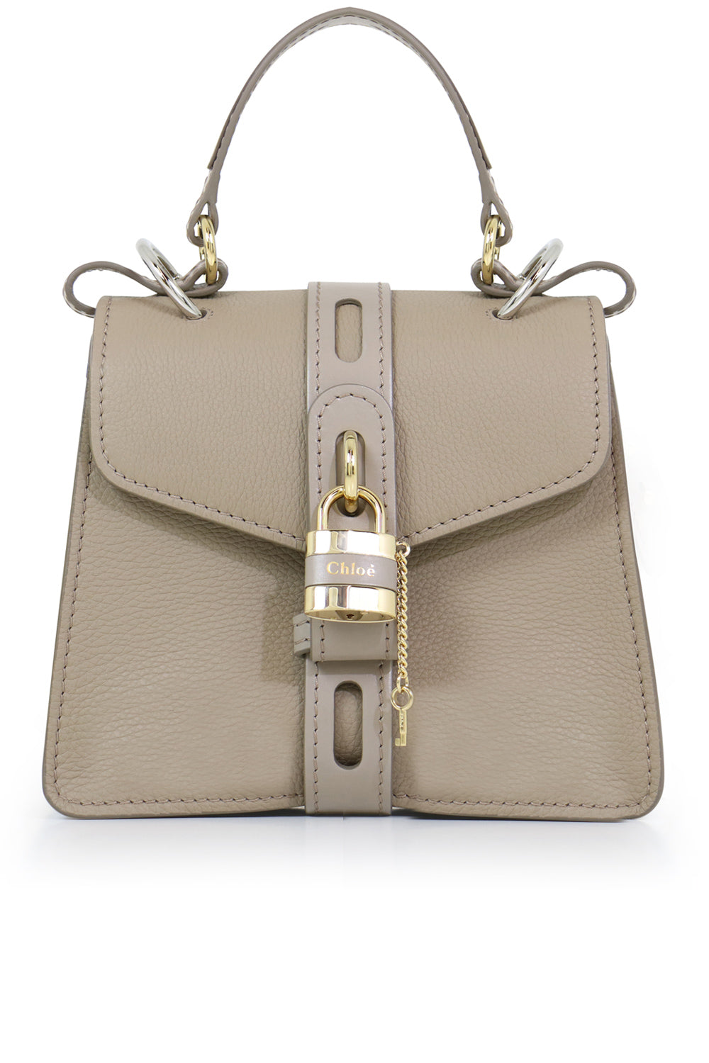 CHLOE BAGS GREY SMALL ABY BAG WITH LOCK MOTTY GREY
