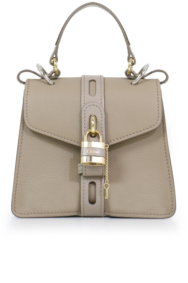 CHLOE BAGS GREY SMALL ABY BAG WITH LOCK MOTTY GREY