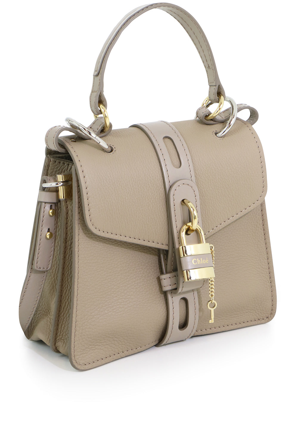 CHLOE BAGS GREY SMALL ABY BAG WITH LOCK MOTTY GREY