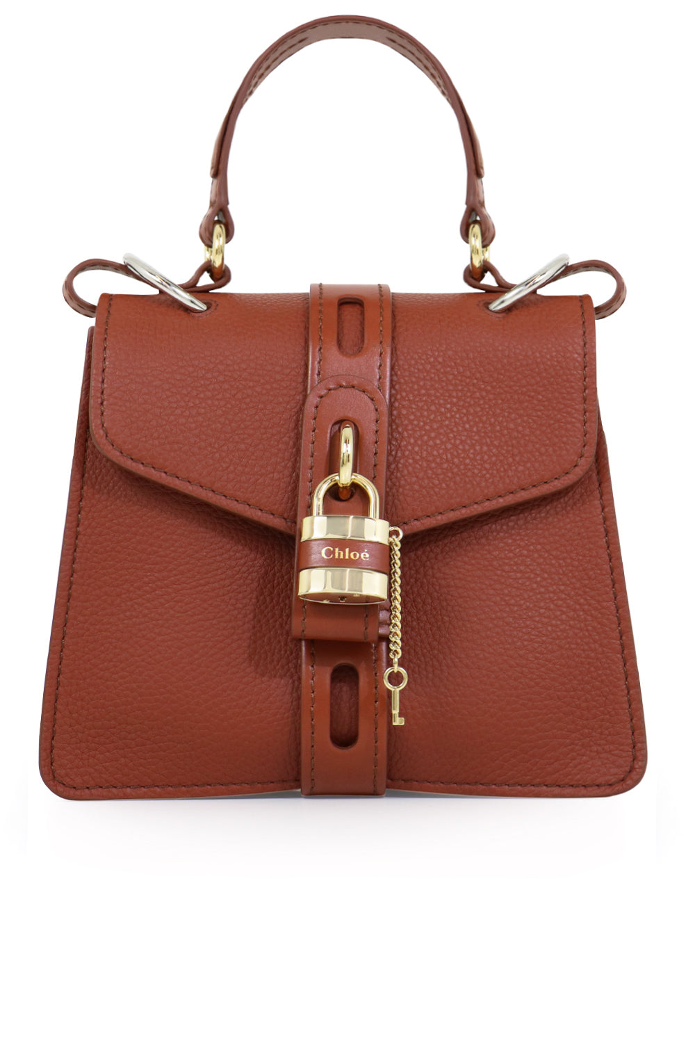 CHLOE BAGS BROWN SMALL ABY BAG WITH LOCK SEPIA BROWN