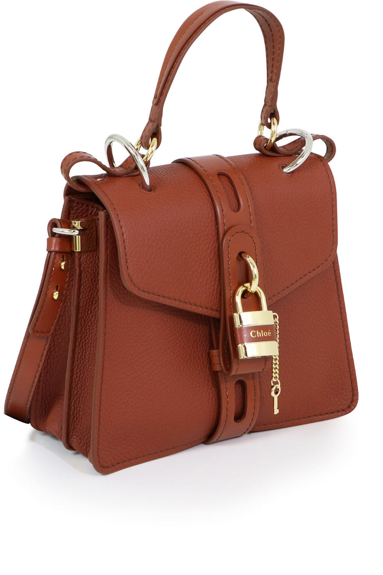 CHLOE BAGS BROWN SMALL ABY BAG WITH LOCK SEPIA BROWN