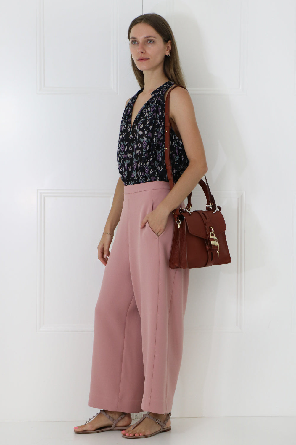 CHLOE BAGS BROWN SMALL ABY BAG WITH LOCK SEPIA BROWN
