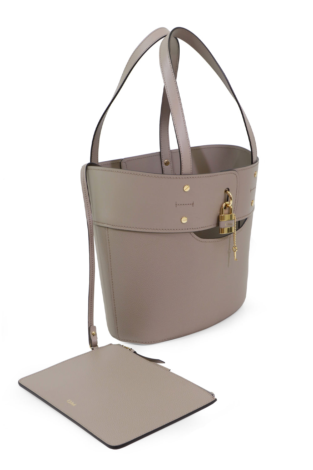 CHLOE BAGS GREY SMALL ABY TOTE BAG MOTTY GREY