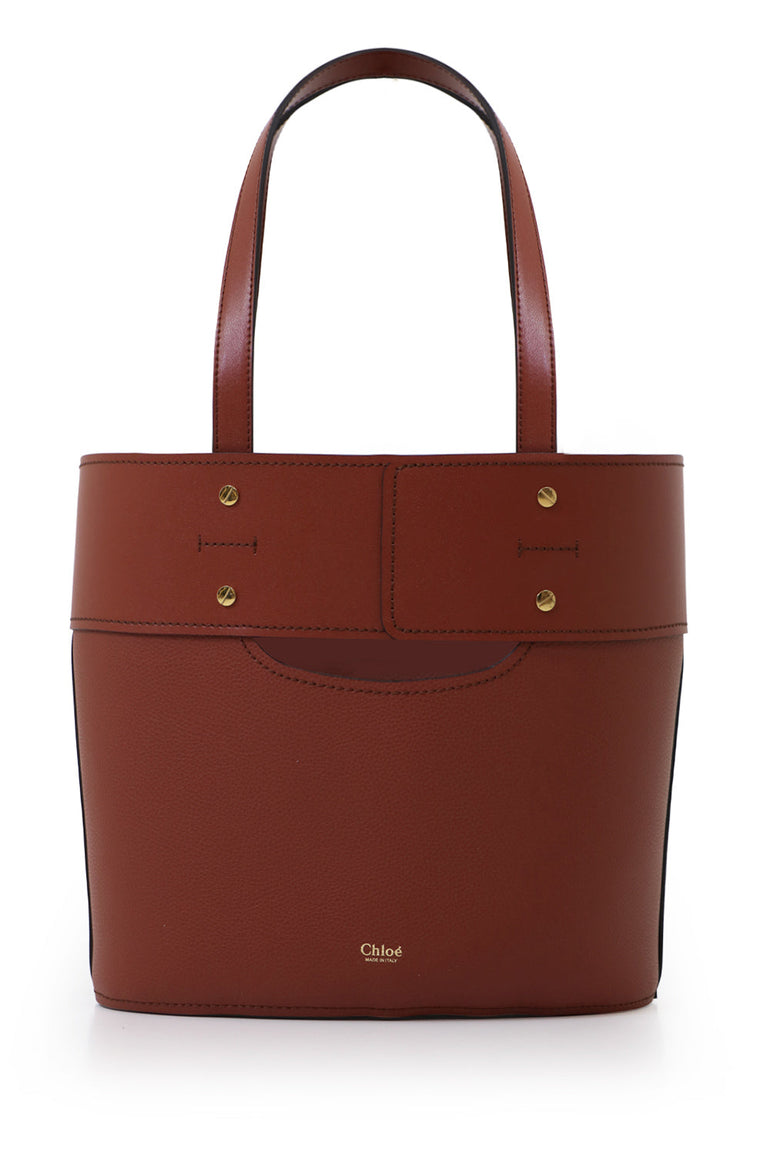 CHLOE BAGS BROWN SMALL ABY TOTE BAG SEPIA BROWN