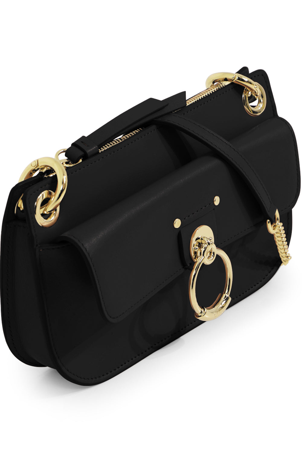 CHLOE BAGS BLACK TESS WALLET ON CHAIN BLACK