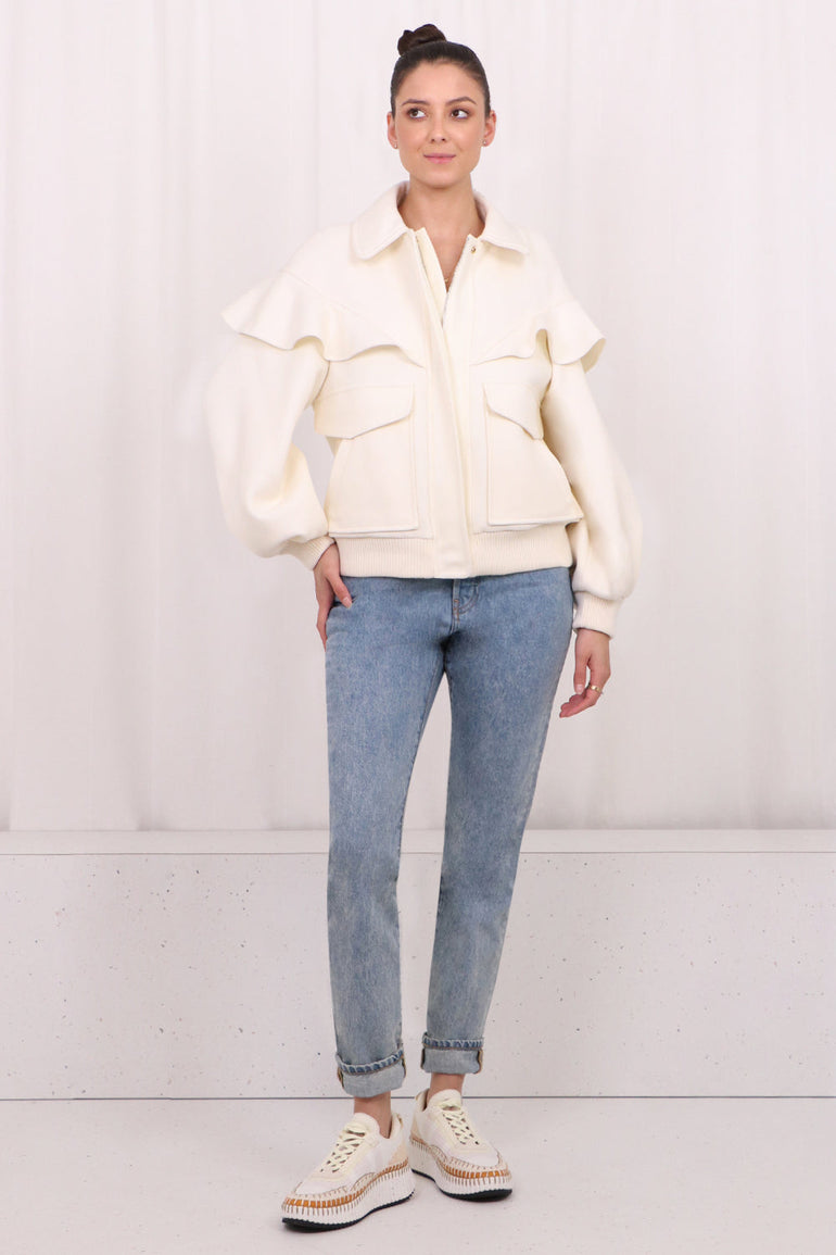 CHLOE JACKETS WOOL TRICOTINE JACKET | WHITE