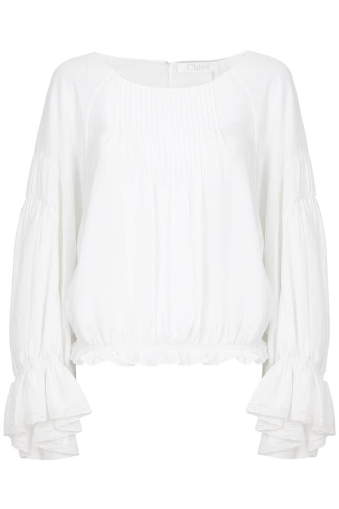 CHLOE RTW WHITE / FR34 BELL SLEEVE BLOUSE WHITE