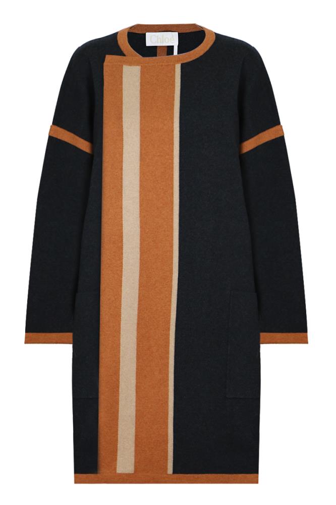 CHLOE RTW GREY / XXS CONTRAST PANEL COAT BLACK